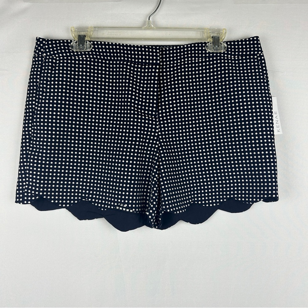 Kenar Black and White Polka Dot Shorts waved hem sz 10 new